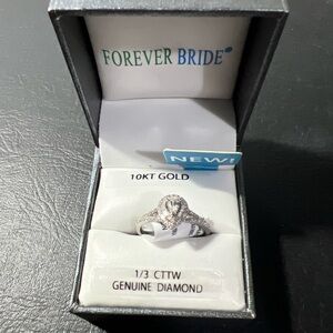 Forever Bride 10K White Gold 1/3 CTTW Genuine Diamond Pear Engagement Ring 7